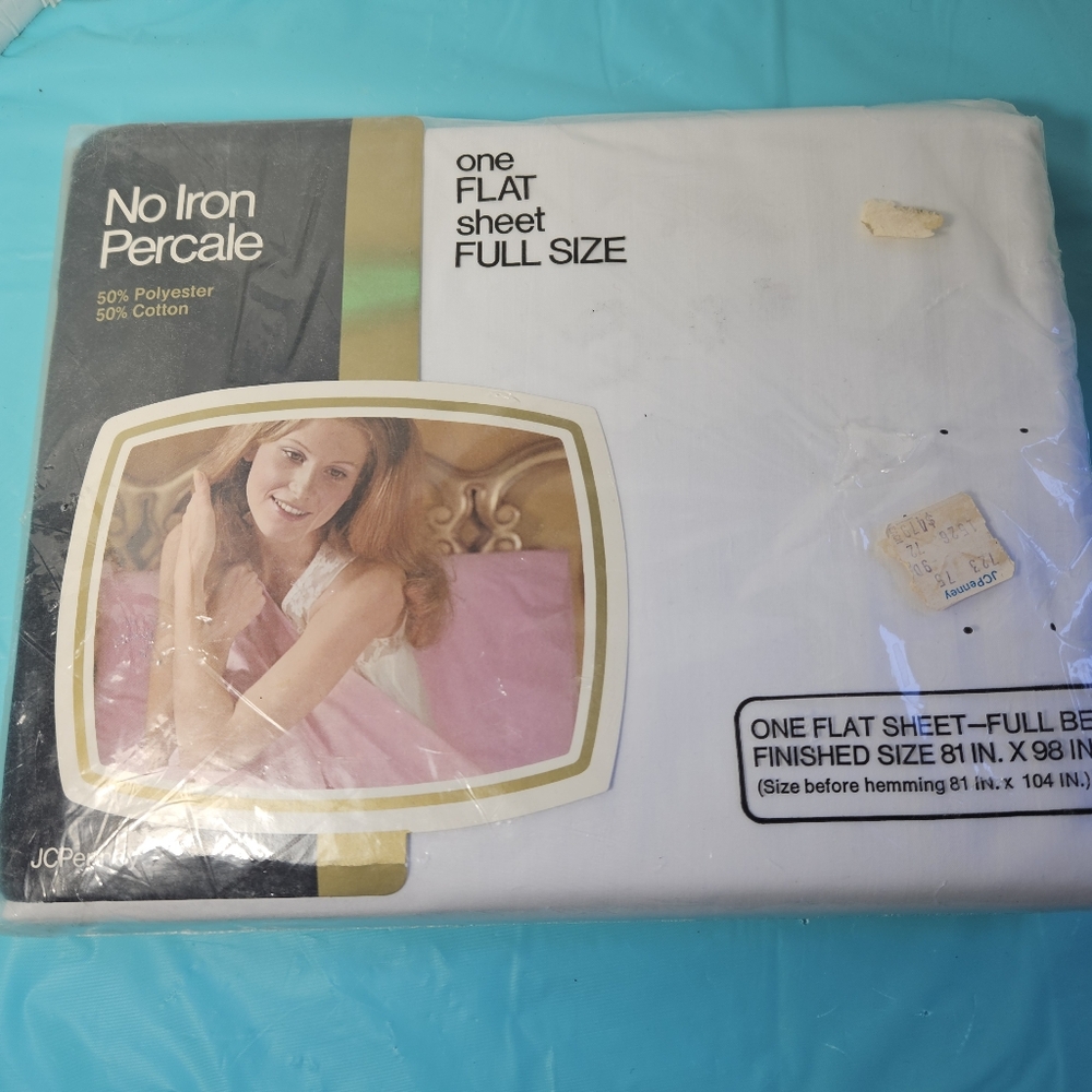 Vintage JCPenney No Iron Parcale Flat Sheet